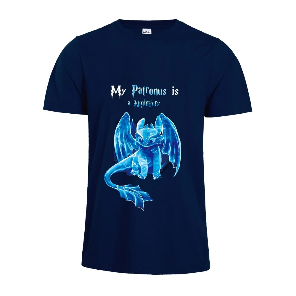 بلدي Patronus هو Nightfury تي شيرت مضحك بلا أسنان قميص الفيلم المشجعين قميص قصيرة الأكمام للجنسين تي شيرت مضحك المحملة