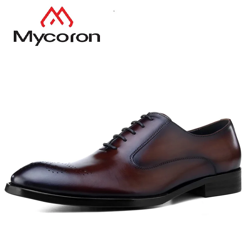 

Mycoron 2018 New Arrival 100% Genuine Leather Handmade Carved Pattern Oxford Shoes Men'S Pointed Toe Business Suit Wedding Shoes