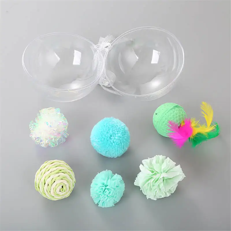 Kopen Nieuwe Collectie 7 stks set Huisdier Kat Speelgoed Sisal Voorjaar Veer Muis Egrenering Bal Combinatie Crystal Bal Kat Spelen Speelgoed