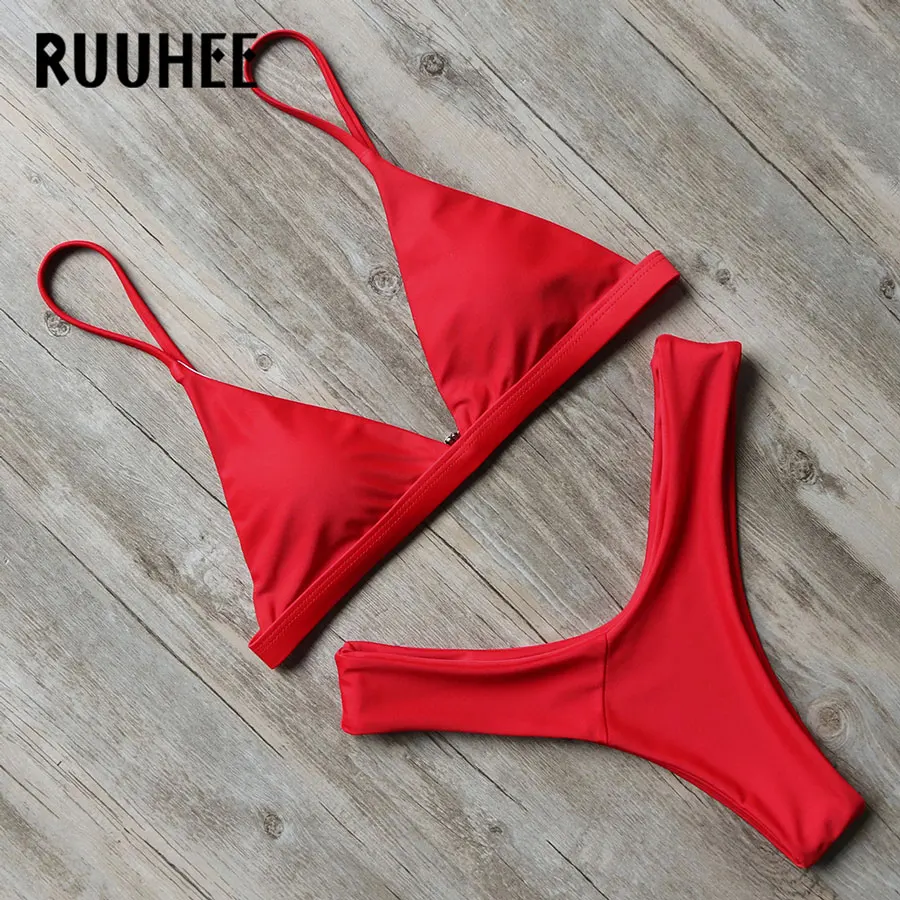 RUUHEE Solid Bikini Swimwear Women Swimsuit 2018 Bikini Set Push Up Bathing Suit High Cut Sexy Beachwear Maillot De Bain Femme RUUHEE Solid Bikini Swimwear Women Swimsuit 2018 Bikini Set Push Up Bathing Suit High Cut Sexy Beachwear Maillot De Bain Femme