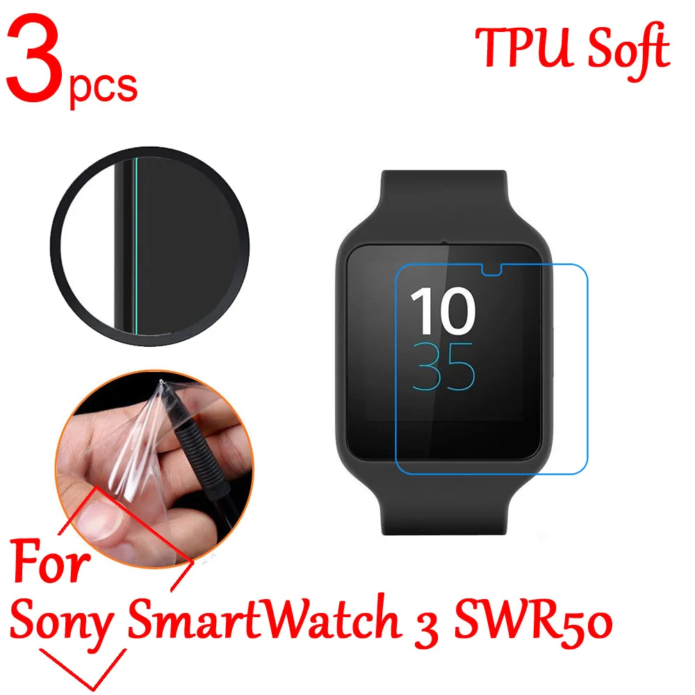 

3pcs Ultra Clear TPU Soft Explosion-proof LCD Full Screen Protector Film cover For Sony SmartWatch 2 3 SW2 SWR50 Protective Film
