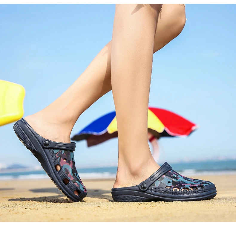 Мужские пляжные тапочки камуфляжные летние пляжные сандалии обувь с мягкой подошвой дышащие Нескользящие мужские тапочки Размеры 39-45