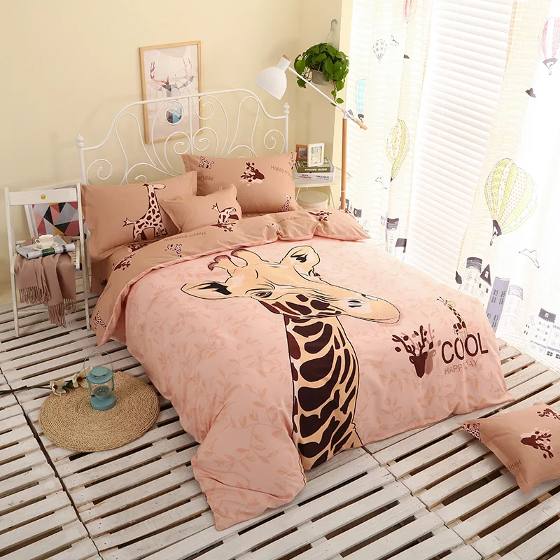 

Fashion Brown Sika Deer Pattern Bedding set Home Textiles Bedspread Home 4Pcs Duvet Cover set +Bed Sheet +Pillowcase Furniture