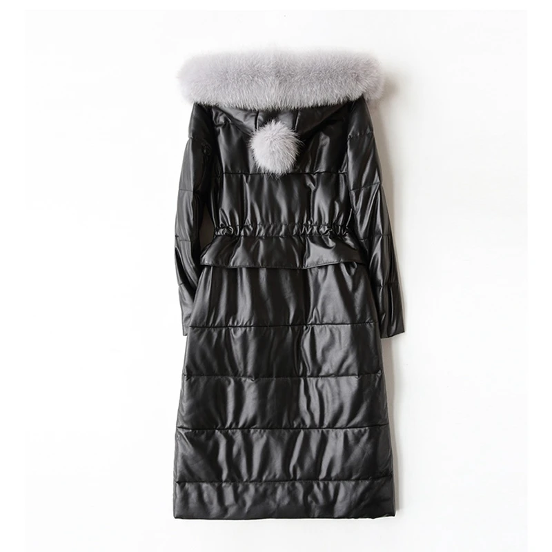 Bas Capuche topfurmall Femmes Veste Hiver Manteaux Manteau En Parkas Cuir Black Réel Peau De Daim Mouton Véritable À Fourrure Renard Lf4138 Survêtement ZqZxpw8