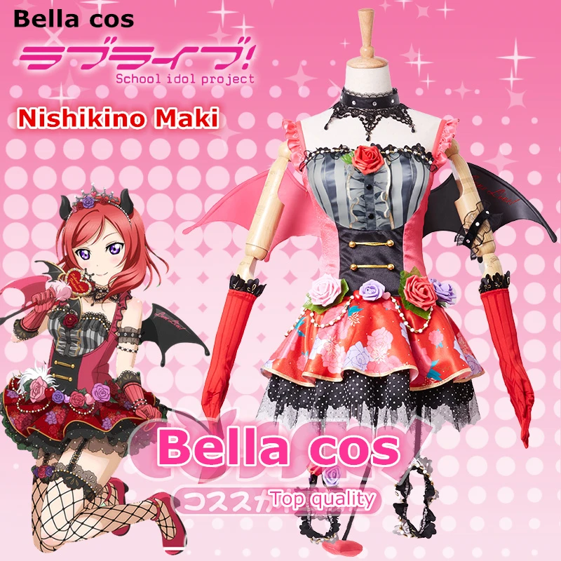 Лидер продаж! Lovelive awake little devil Ageha imp Маки нисикино косплей костюм платье костюмы на