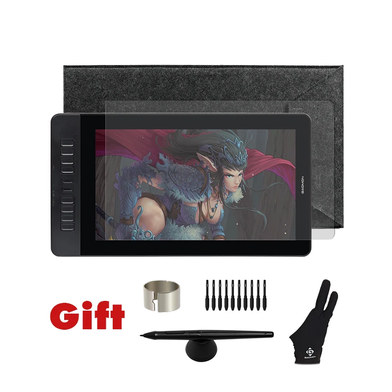 GAOMON PD1560 15,6 pulgadas 10 llaves arte gráficos profesionales Tablet con pantalla pluma dibujo Tablet Monitor para ganar y Mac con regalos - 1