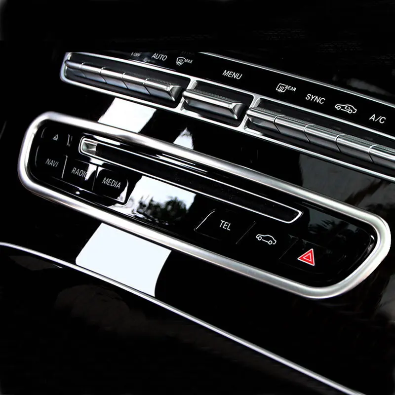 Автомобильные CD пластины из нержавеющей стали декоративная рамка для Центральной приборной панели панель накладка для Mercedes Benz C class W205 GLC X253-17 LHD