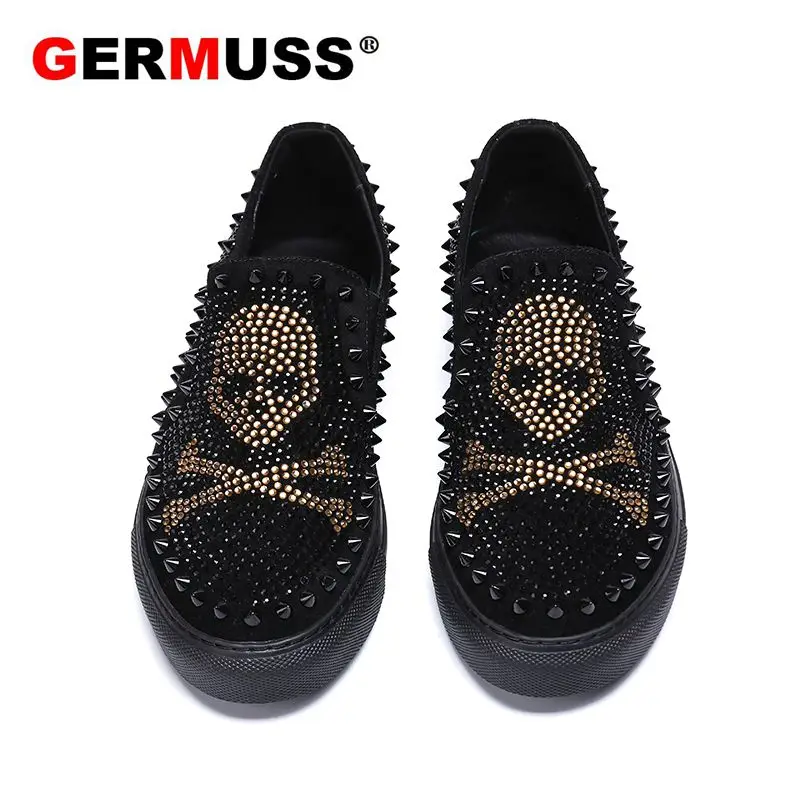 Luxury Brand skull Men loafers Black Diamond Rhinestones Spikes men shoes Rivets Casual Flats sneakers wholesale Dropshipping Luxury Brand skull Men loafers Black Diamond Rhinestones Spikes men shoes Rivets Casual Flats sneakers wholesale Dropshipping
