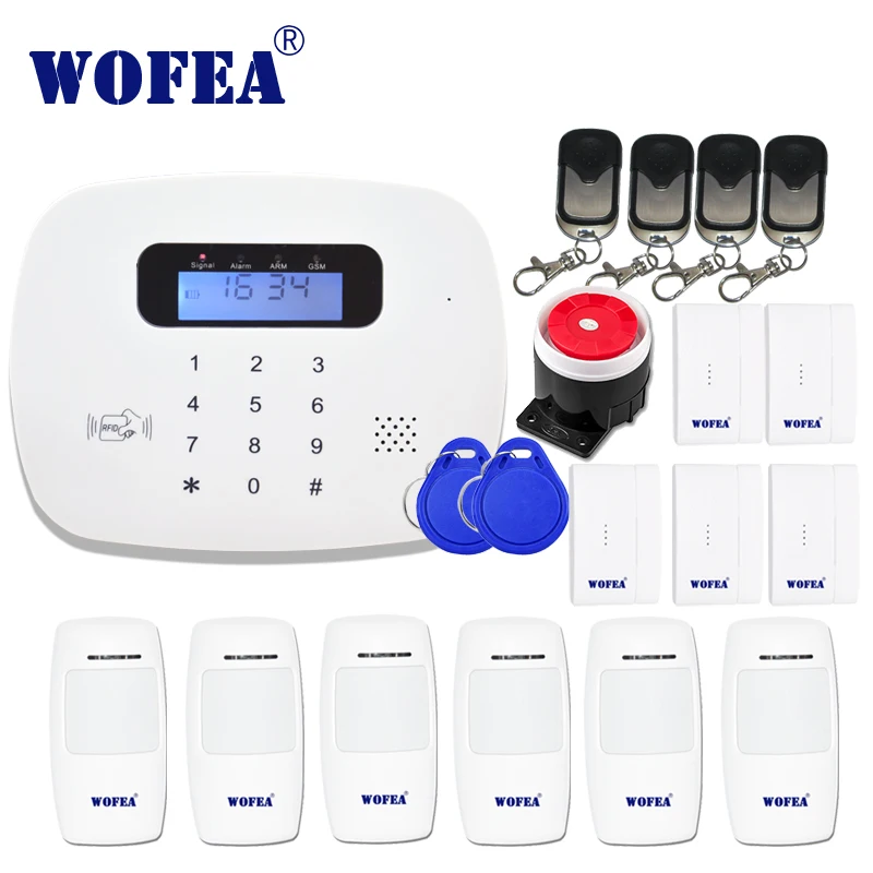 Система охранной сигнализации WOFEA с ЖК дисплеем и PIR датчиком|io io|kit kitskit gsm |