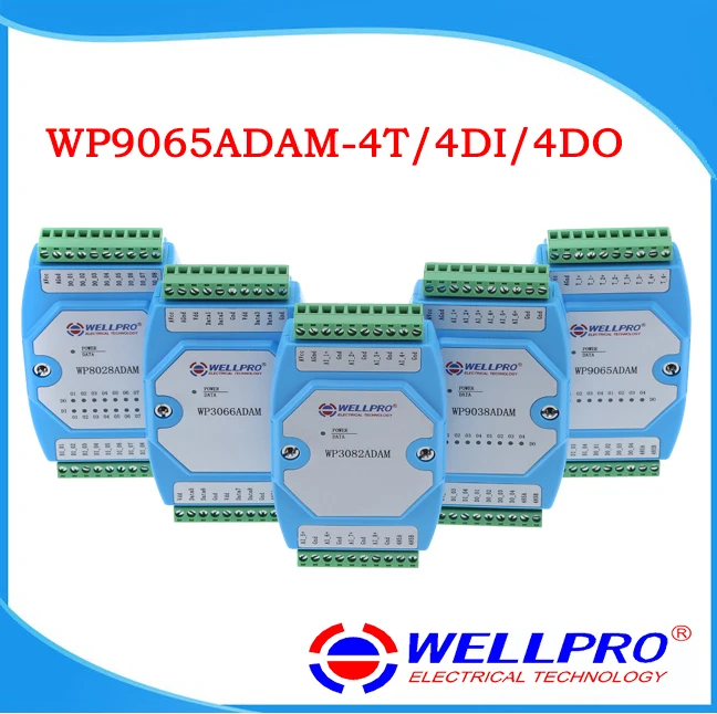 4 Channels K Thermocouple 4DI 4DO Module, RS485 Modbus Remote Data Acquisition, ADAM DIN Rail
