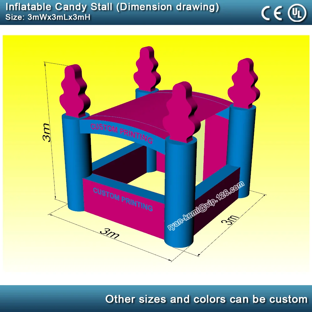 3m inflatable candy stall tent inflatable sweet house kiosk inflatable shelter cover inflatable candy booth cabin