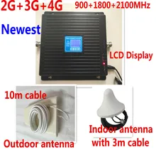 LCD display2G 3G 4G GSM repeater 900 WCDMA 2100 LTE 1800 Tri Band cellular Signal Booster 70dB Gain gsm Repeater 3G 4G Amplifier