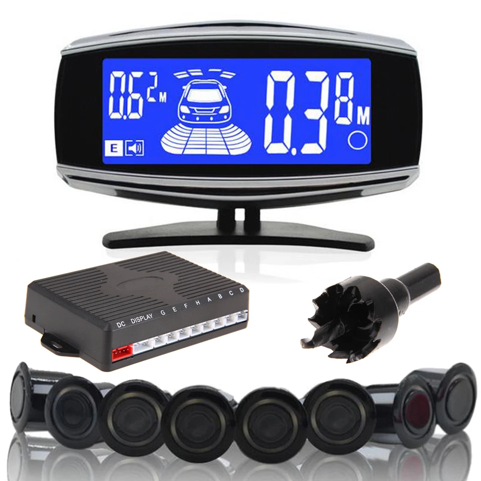 

8 Rear Front View Car Parking Sensor Reverse Backup Radar System with LCD Display DC 12V Built-in Monitor Car Safety Accessories