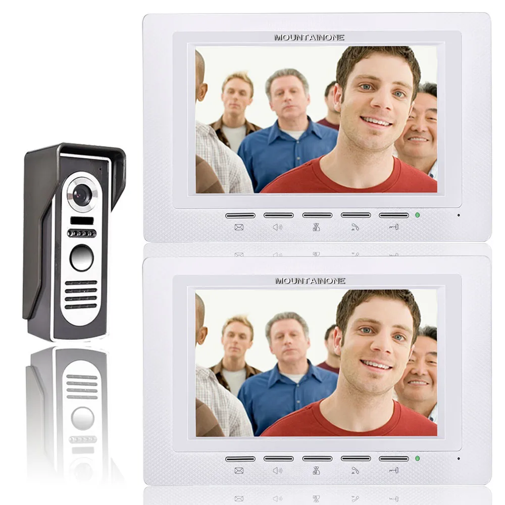 Проводной 7 дюймов цветной видео телефон двери дверной звонок Домофон 1 камера доступа+ 2 белый монитор