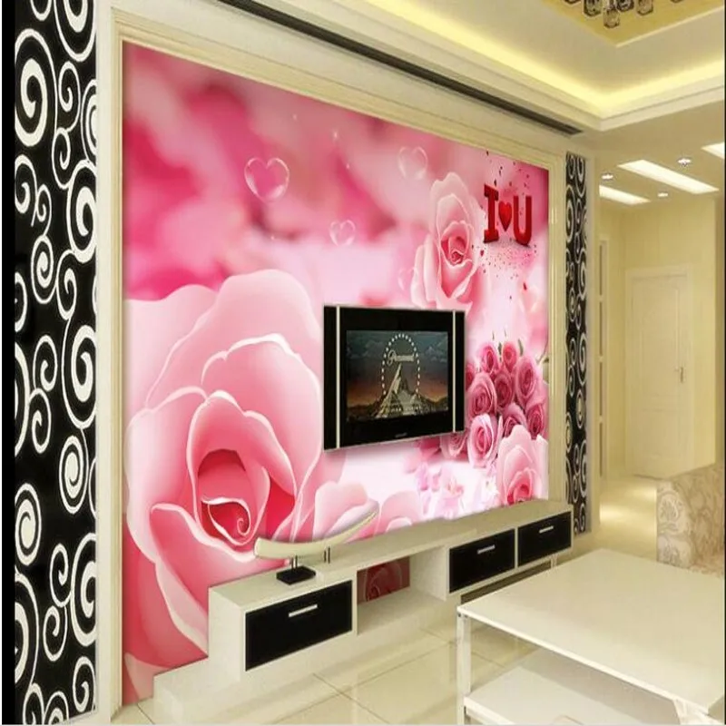 wellyu Custom large fresco romantic rose TV bedroom backdrop non - woven wallpaper papel de parede para quarto |