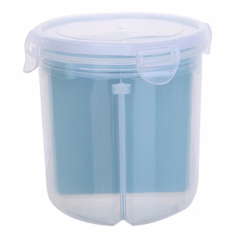 Пластиковый ПП вращающийся ящик для хранения зерен бобов риса с крышкой уплотнения 4 решетки Кухонный Контейнер для хранения еды холодильник - Цвет: small blue