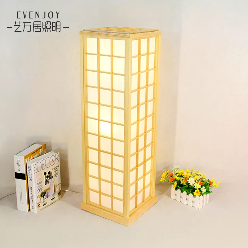 pine log lubricious floor lamp Korean contracted solid wood desk lamp and room couch couch rice ground lamp to led