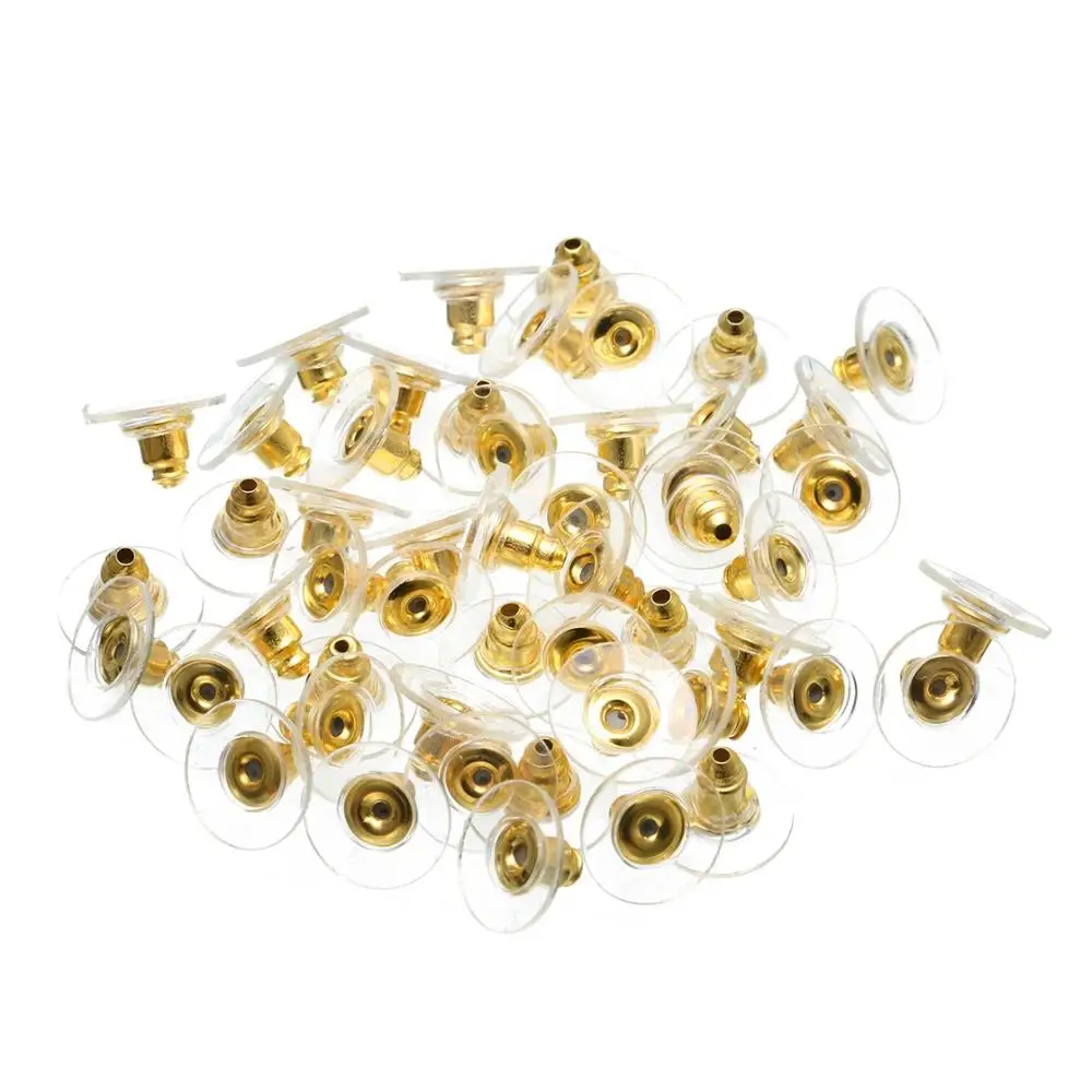 50 piece/lot Plastic Gold/Silver Plated Earring Backs Stoppers Ear Post