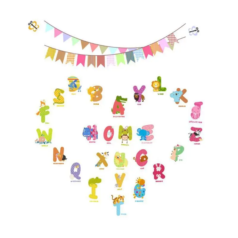 

English Alphabet Early Education Stickers Children Room Background Wall Stickers Waterproof Removable Self-adhesive Door Decorat