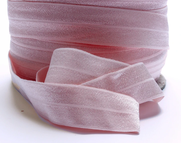 

#117 Lt. pink foe elastic ribbon, wholesale 100 yards 1 inch solid color fold over elastic for baby headbands