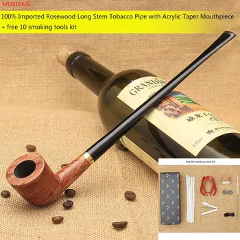 

MUXIANG 10 Tools Kit Long Stem Straight rosewood churchwarden Pipe with 3mm filter for Reading Extended Mouthpiece Pipe ad0010