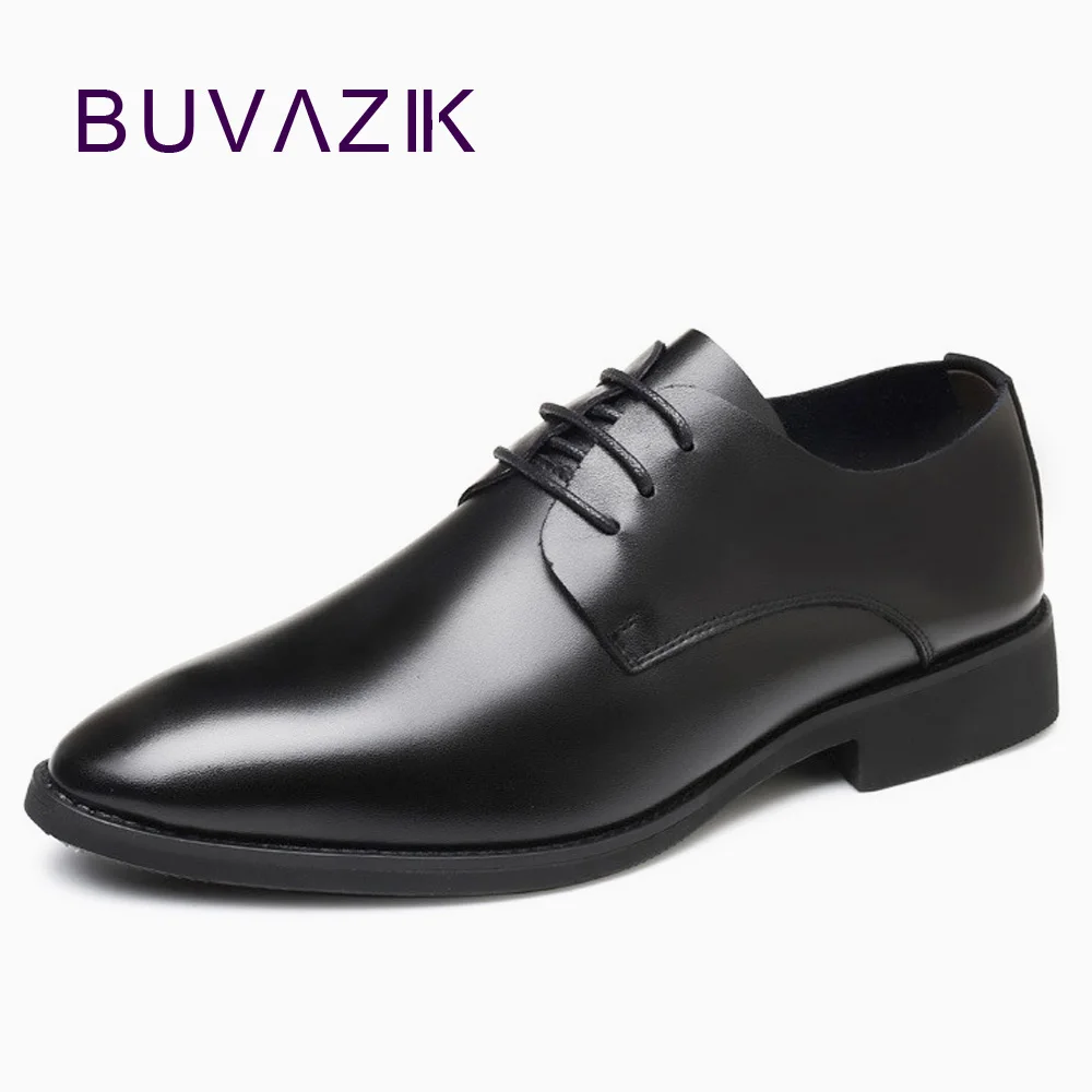 

BUVAZIK Breathable men dress shoes office leather mens formal wedding shoes Pointed Toe sapato masculino wear-resistant non-slip