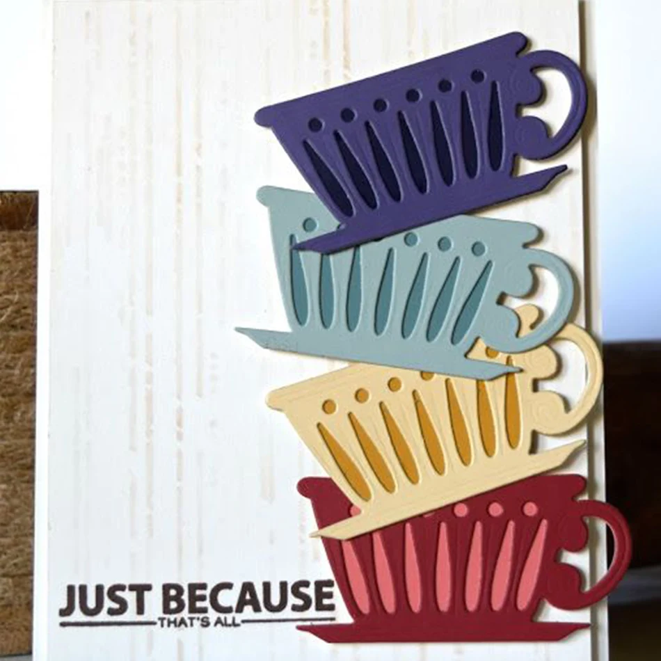 

Naifumodo Tea Cup DIY Embossing Metal Cutting Dies Stencils for Scrapbooking Fancy Tea Album Cards Craft Dies Template