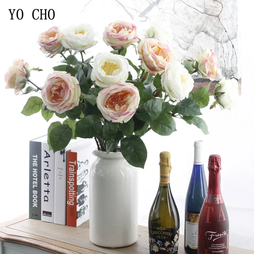 roses artificial flower fake flower silk peonies  (10)