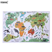 Красочные животные карта мира настенные стикеры мультфильм карта Съемные ПВХ обои детская спальня наклейки постеры для украшения дома