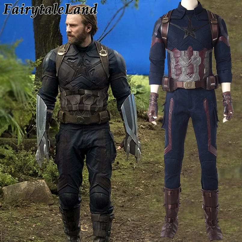 Captain America Cosplay Costume Avengers Infinity War Steve Rogers Outfit Men