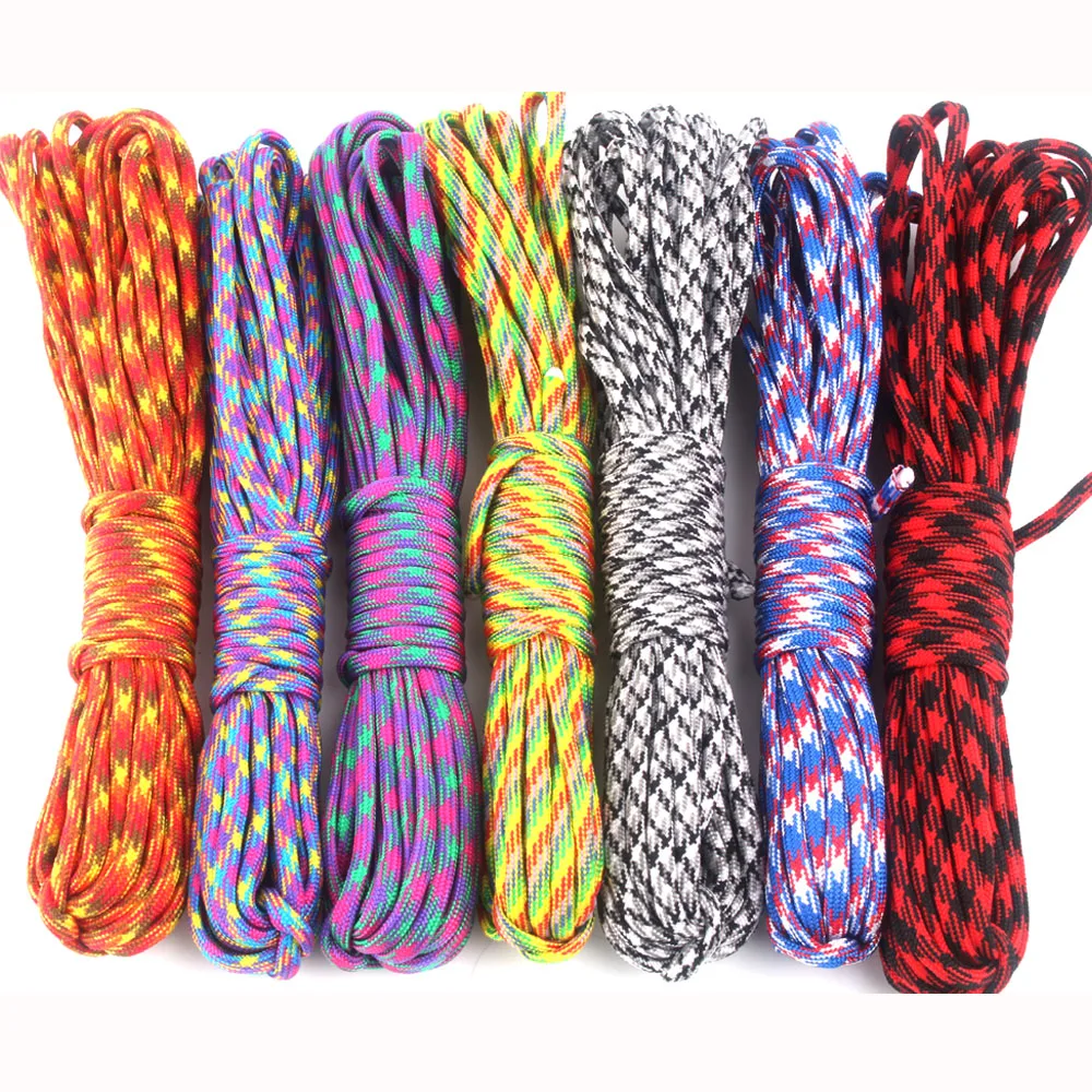 الجملة 25ft 7 فروع paracord 550 ib الحبل اليابس الكاملة cuerda escalada العسكرية المواصفات نوع معدات التخييم بقاء خيمة حبل