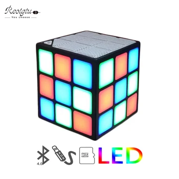 

New Gift Mini Magic Cube Colorful Wireless Portable Bluetooth Speaker LED Flash Light with TF Card Handsfree