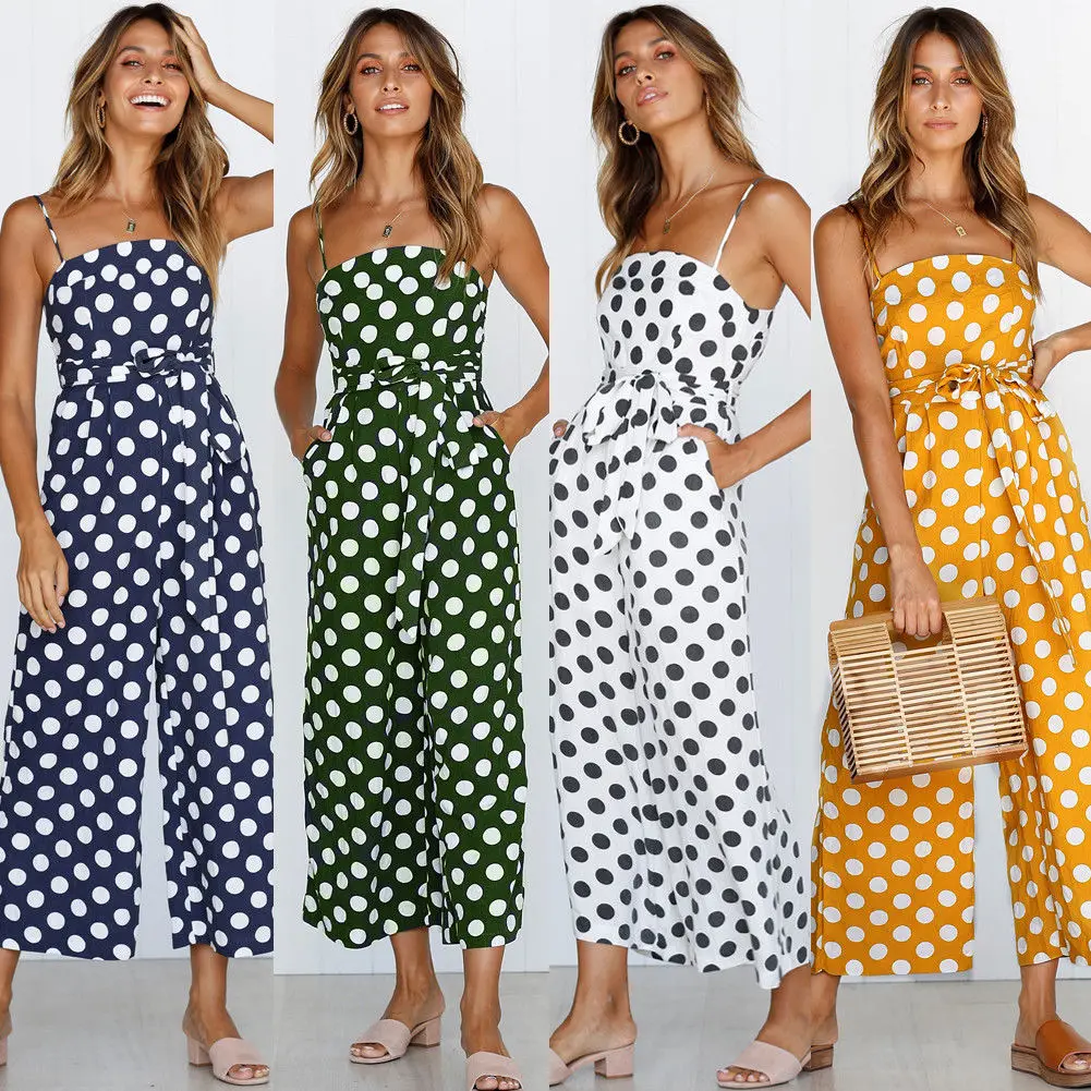 Women Summer Holiday Sweet Casual Jumpsuits 4 Style Sleeveless