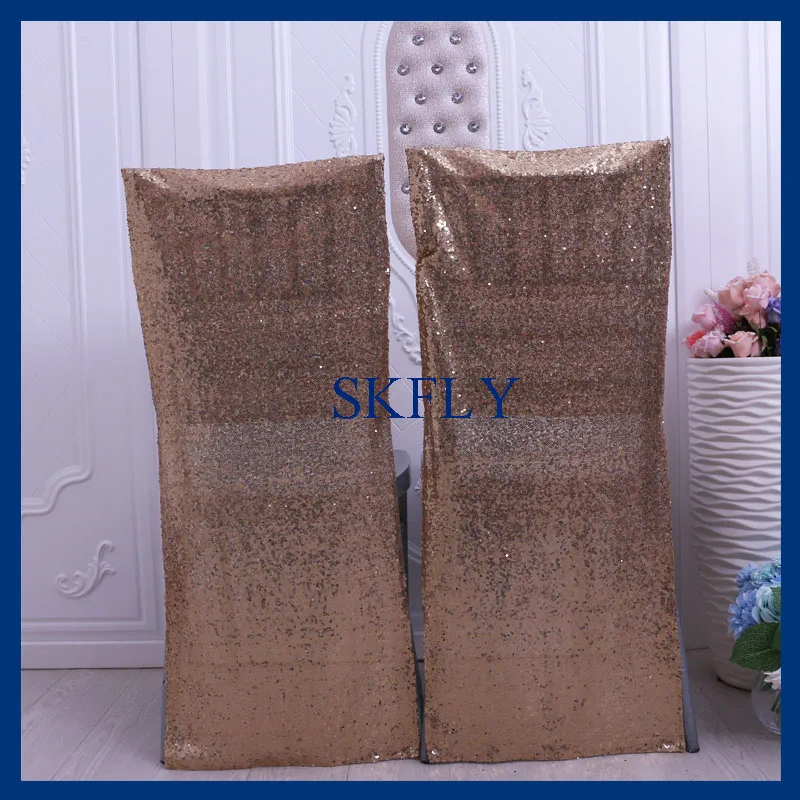 CH004T cheap nice party universal wedding antique gold sequin chair cover