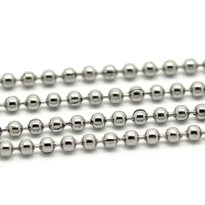 2M Silver Tone Stainless Steel Ball Chains For DIY Jewelry Making Findings 2.4mmin Jewelry