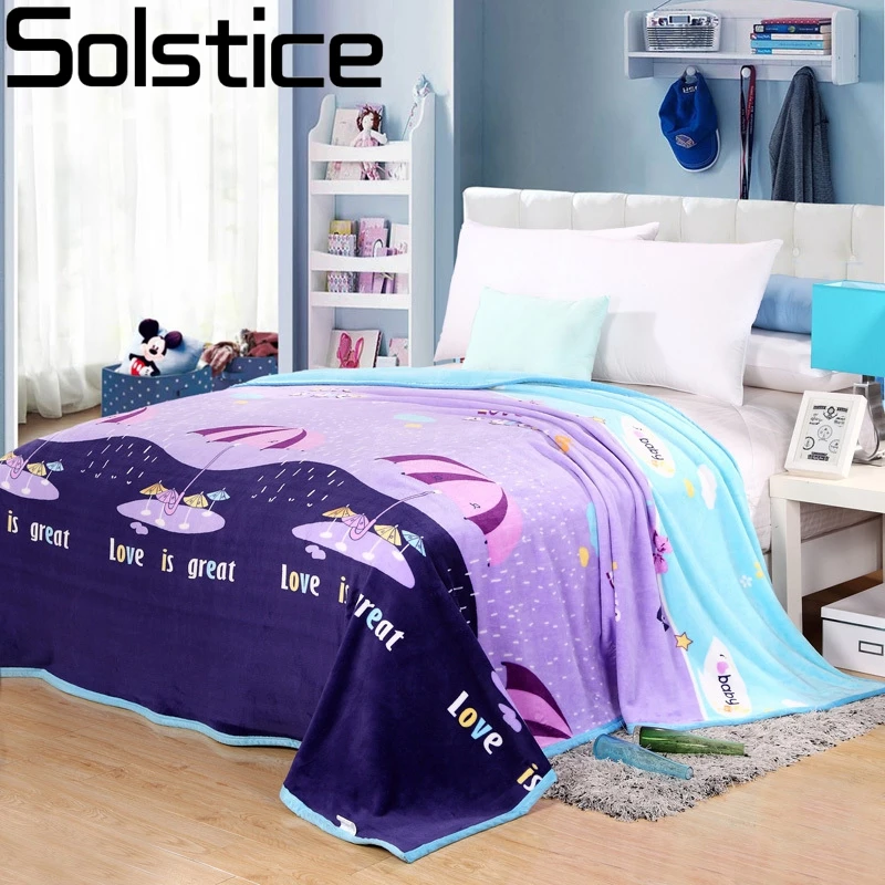 Solstlce Bedding Fashion Cartoon Purple Umbrella Style Blanket Coral ...