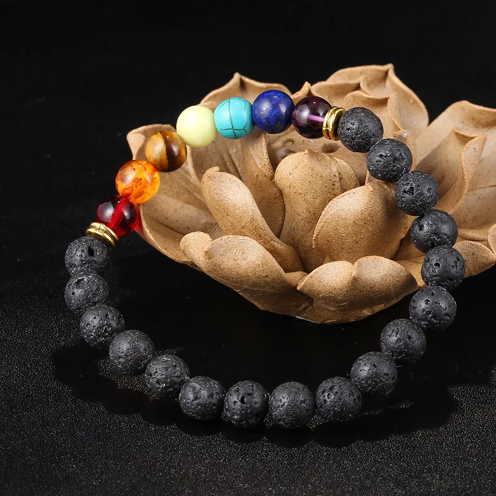 

Classic Chakra Bracelet Men Women Lava Beads Bracelet Stone Yoga Bracelet Prayer Jewelry Pulsera Hombre Charm Braslet Bileklik