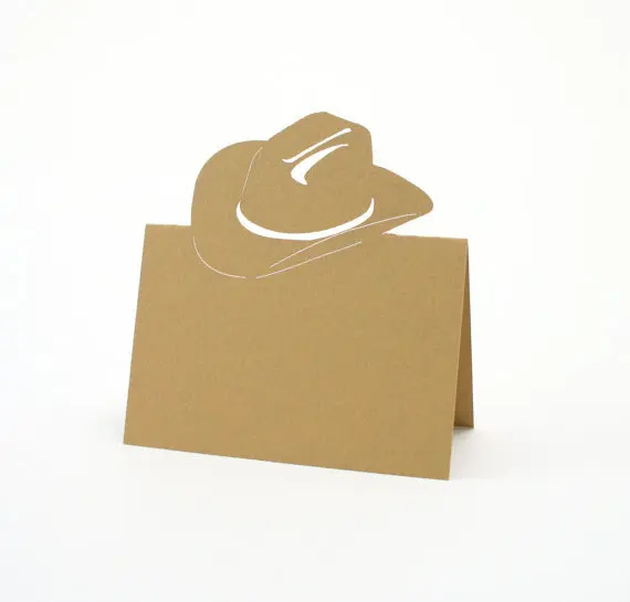 Cowboy Hat tent place cards rustic Wedding bridal baby shower Party seating  table number name Tented Escort Card