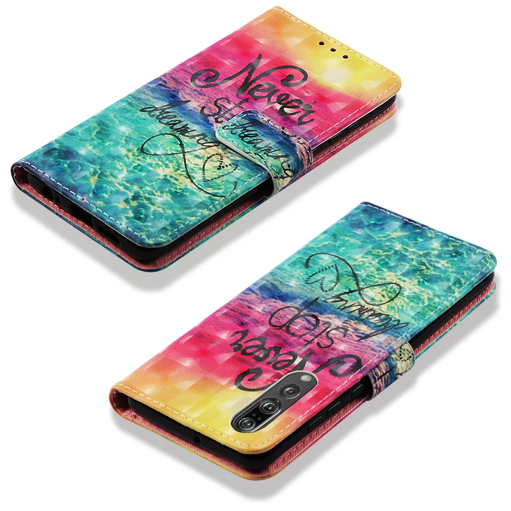 

Luxury Case for Huawei P20 P30 Lite P Smart Plus Lite Pro 3D Printed Unicorn Flower Flip Wallet PU Leather Case Huawei Enjoy 6s
