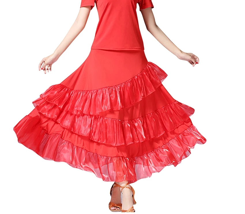 Бальные юбка для танцев длинные Длина распространения подол элегантный современный танец юбка макси Для женщин фламенко Латинской Танго