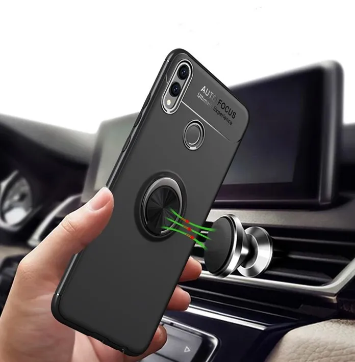 Магнитный автомобильный держатель для huawei Y7 pro 2019 чехол Huawei Y9 матовый с кольцом на