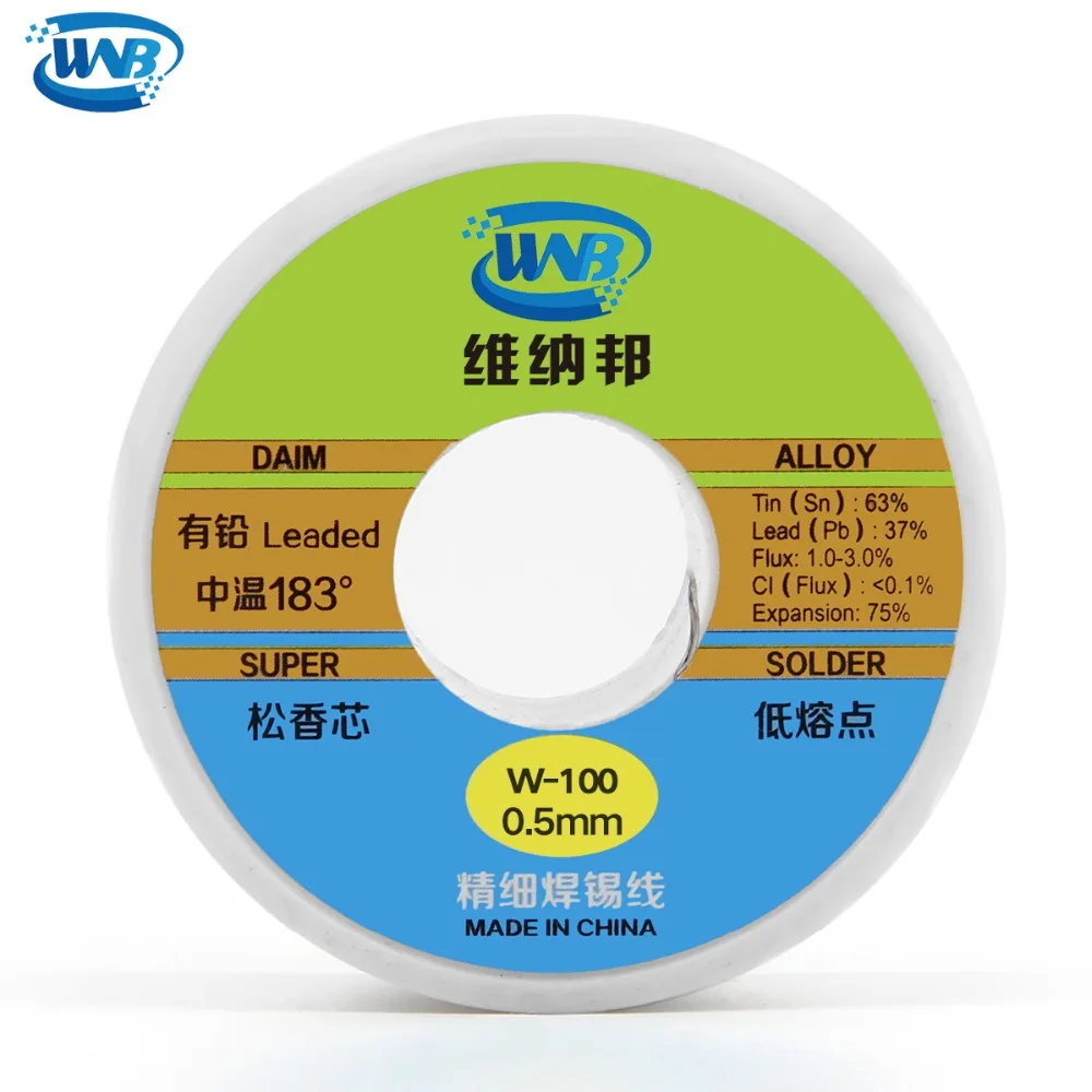 WNB Новый 90g 0,3/0,4/0,5/0,6/0,8mm 63/37 Розин Ядро Олово Свинец 183 градусов расплава Серебряный Проволочный припой сварки Flux 2.0% Железный кабель катушка