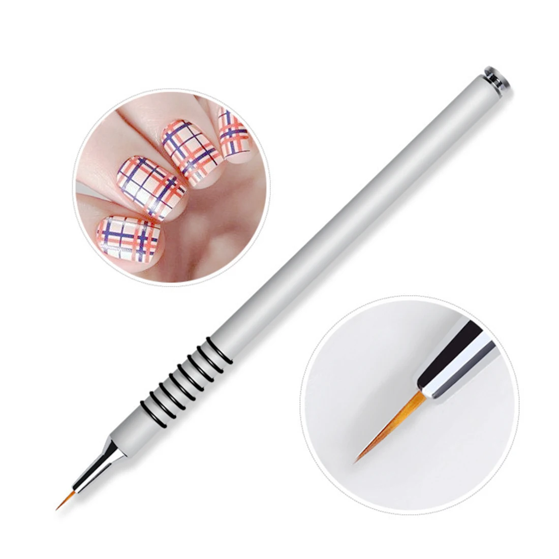 1pc UV Gel Nail Polish Liner Drawing Brush Ultrafine 7mm Flower Painting Acrylic Pen Silver