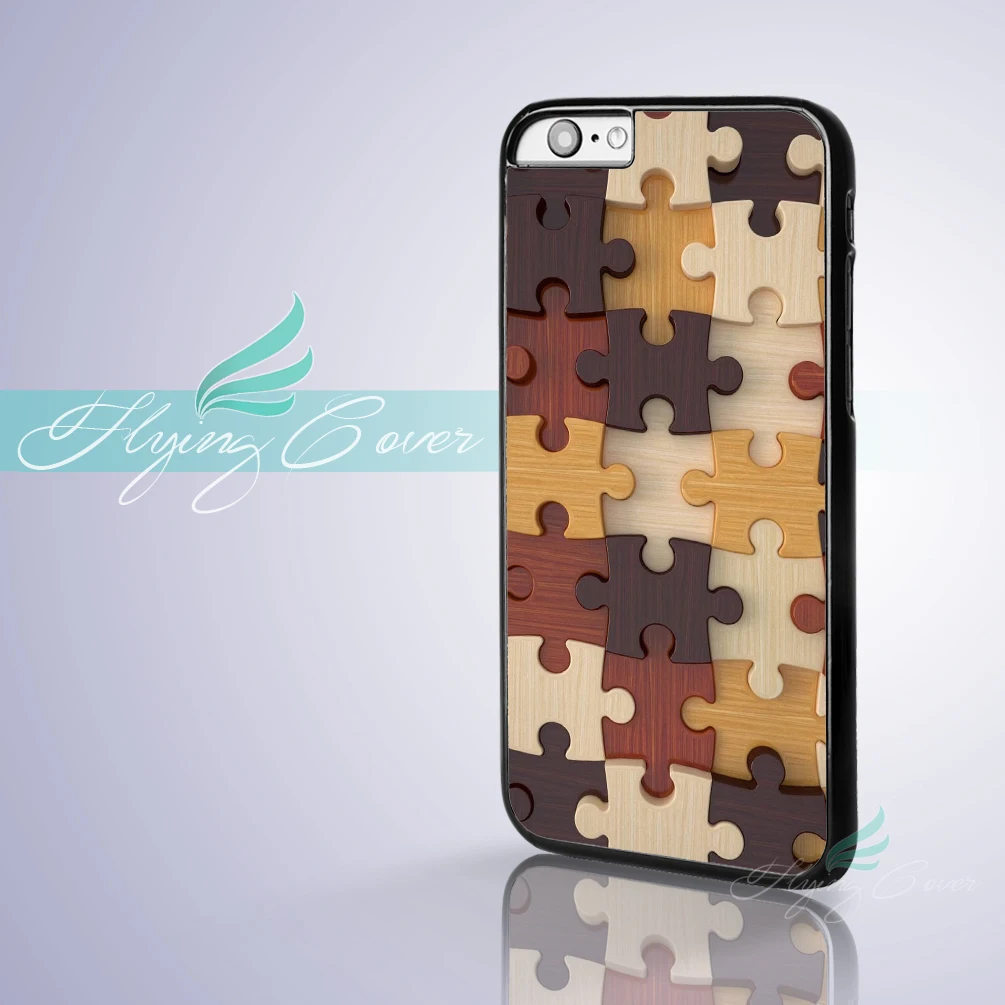 Coque Wood Jigsaw Puzzles Pattern Phone Cases for iPhone X 8 8Plus 7 6