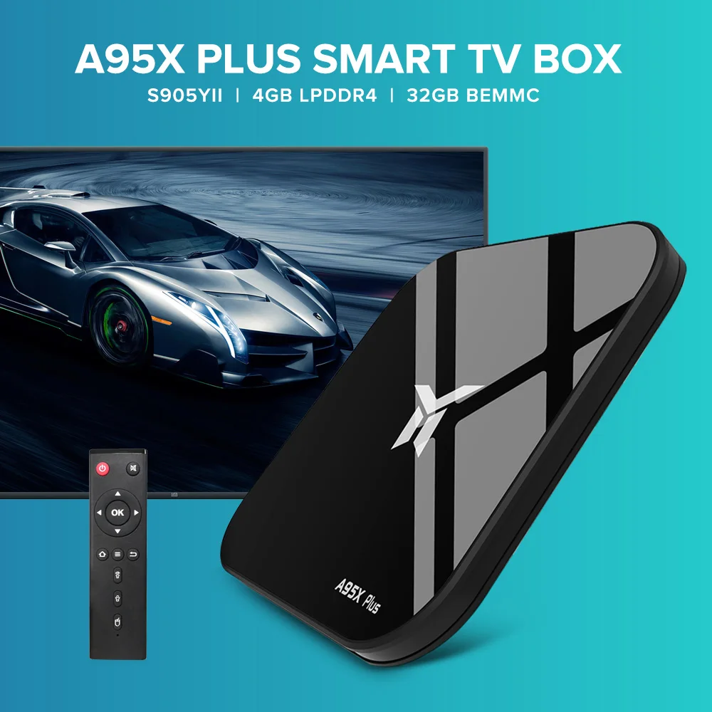 

A95X PLUS TV Box S905YII 4K HD 4+32GB Android 8.1 Smart Media Player 64Bit BT4.2 2.4/5GHz WiFi USB flash drive for Set Top Box