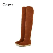 Женские сапоги; зимние водонепроницаемые сапоги; Сапоги выше колена из коровьей кожи на эластичной платформе; Лидер продаж; ; ; 25pt