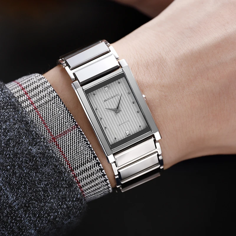 Промышленный дизайн вольфрамовые стальные квадратные деловые часы мужские швейцарские водонепроницаемые Модные прямоугольные часы