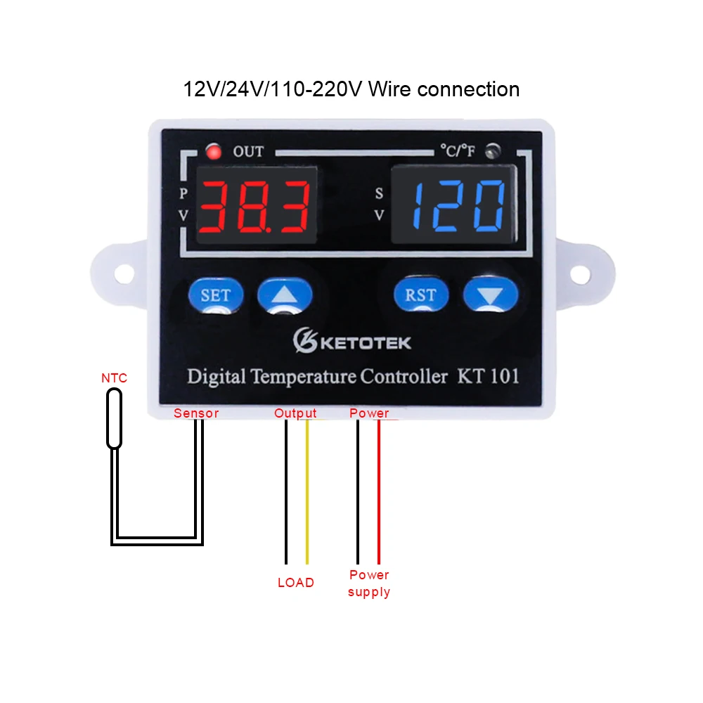 Цифровой термостат KT101 C/F регулятор контроля температуры прямой выход 10A