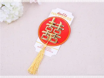 

200pcs Chinese style wedding party favors for guests golden alloy double happiness bottle opener wen6057