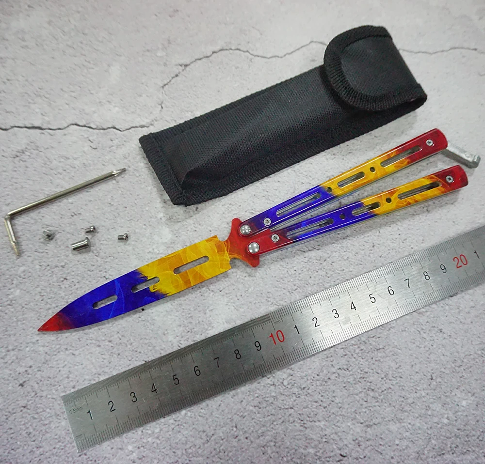 3 colors stainless steel knife Training Knife titanium knife Butterfly in knife for man gift+bag+screwdriver+spared bolts 3 colors stainless steel knife Training Knife titanium knife Butterfly in knife for man gift+bag+screwdriver+spared bolts